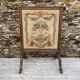 Wooden and embroidered fabric fireplace screen 94X62