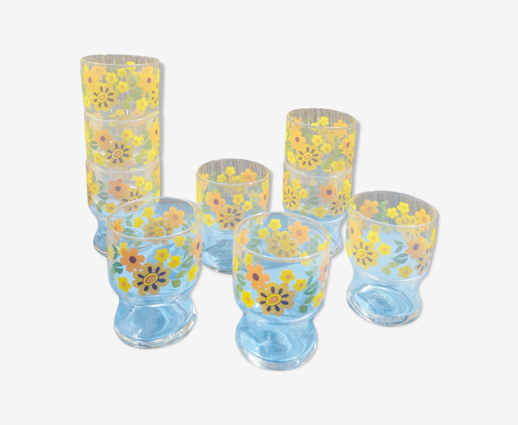 Verres vintage fleurs