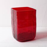 Mid-Century Modern Red Glass Vase by Christer Sjögren, Lindshammar, Sweden