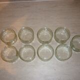 9 ramekins in vintage pressed and molded glass