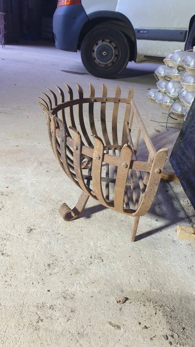Wrought iron log holder in the shape of a semicircle - 20th century