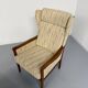 Vintage Casala wingback armchair with ottoman, 1970s design