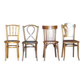 Lot de 4 chaises bistrot, assises bois 1925