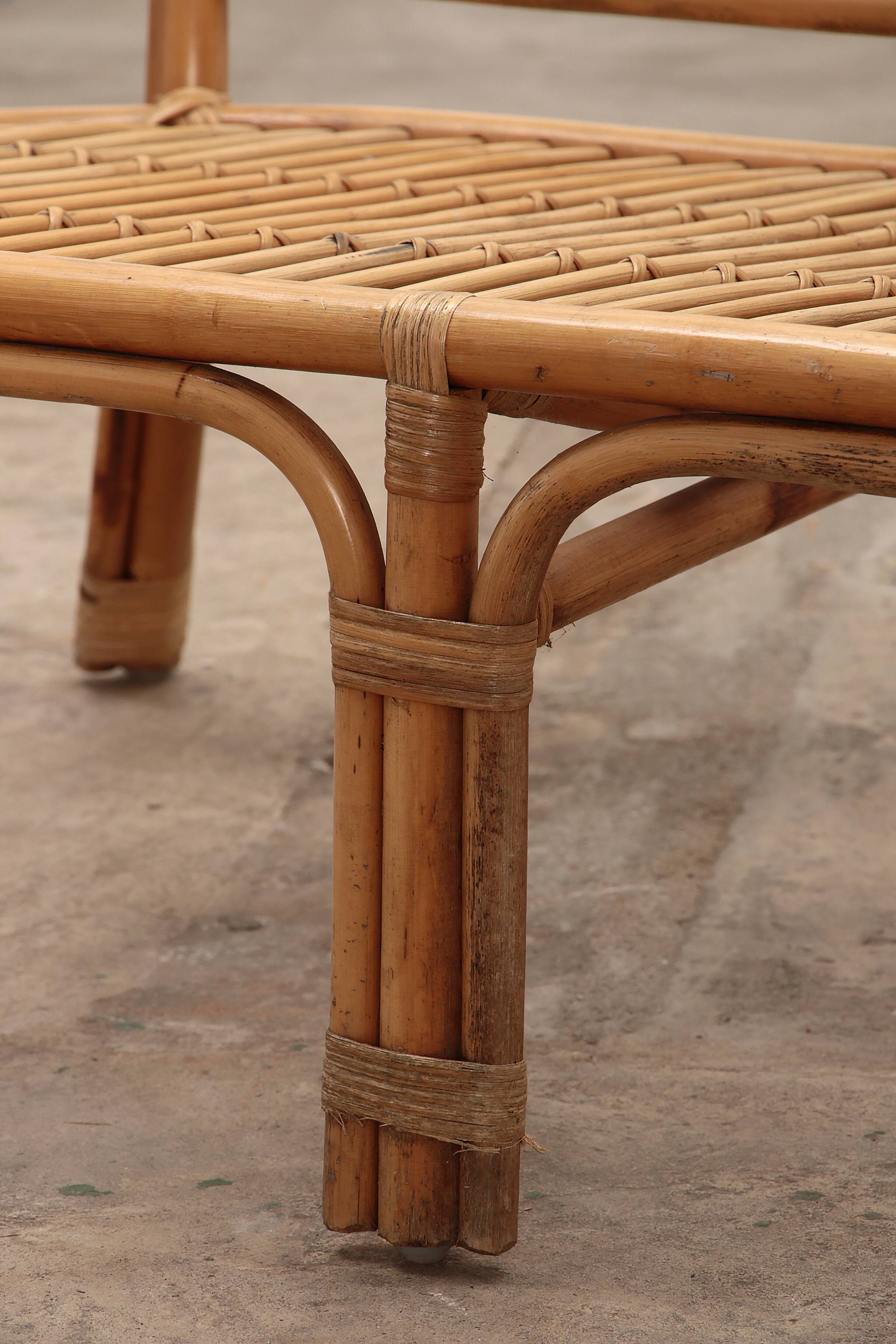 French Bohemian sofa made of bamboo from the 1960s.