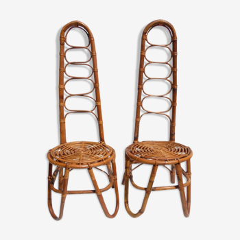 Two Dirk Van Sliedregt rattan chairs,1950s