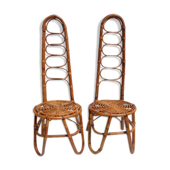 Paire de chaises en rotin Dirk Van Sliedregt, années 1950