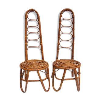 Two Dirk Van Sliedregt rattan chairs,1950s