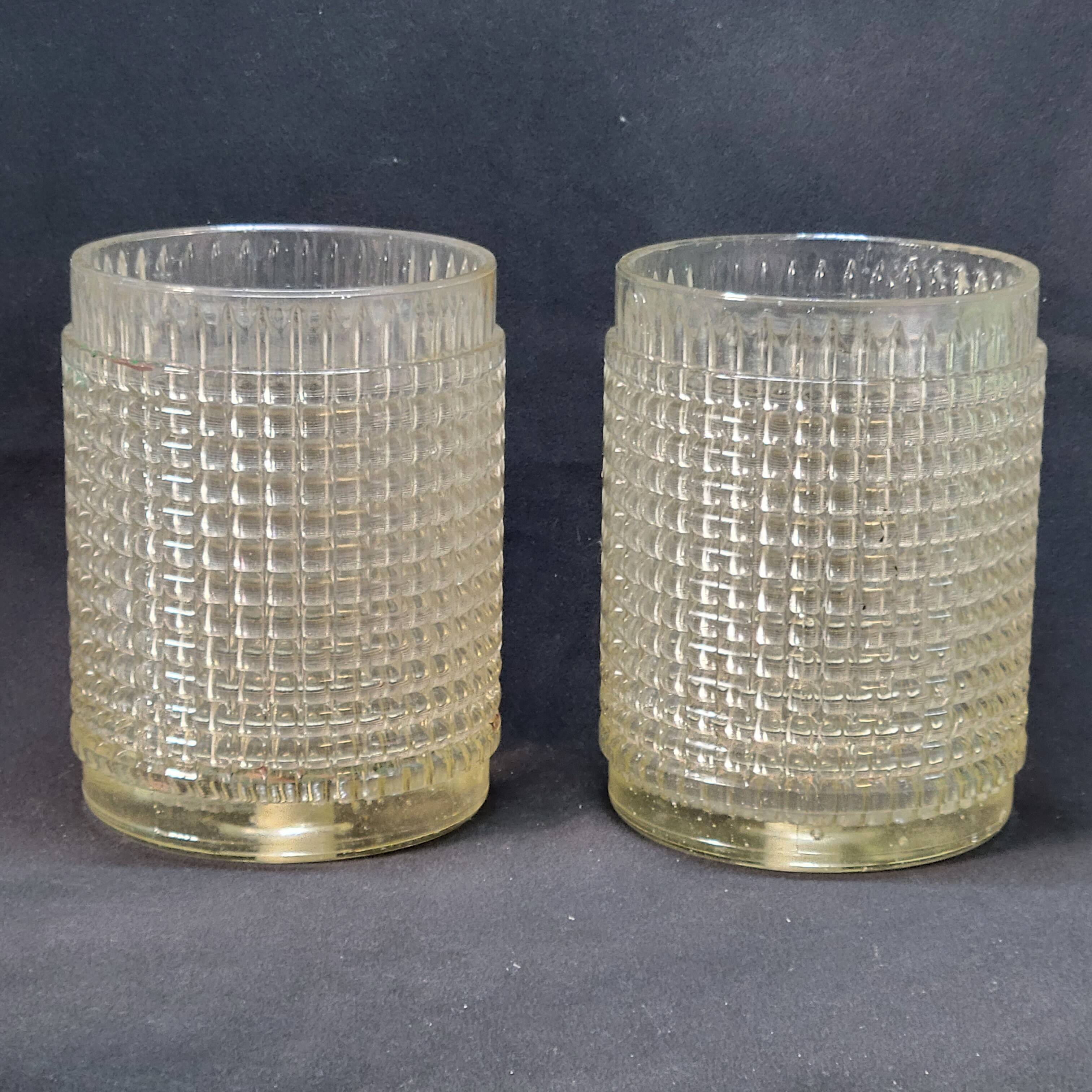 Pair of globe lampshades for wall lamp or lighting lamp in molded pressed glass