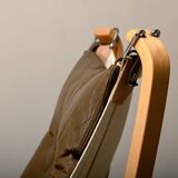 Sigurd Ressell Falcon Chair with Ottoman in brown leather for Vatne Møbler