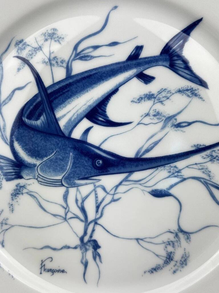 Service of 6 stylised fish dinner plates – Jammet Seignolles