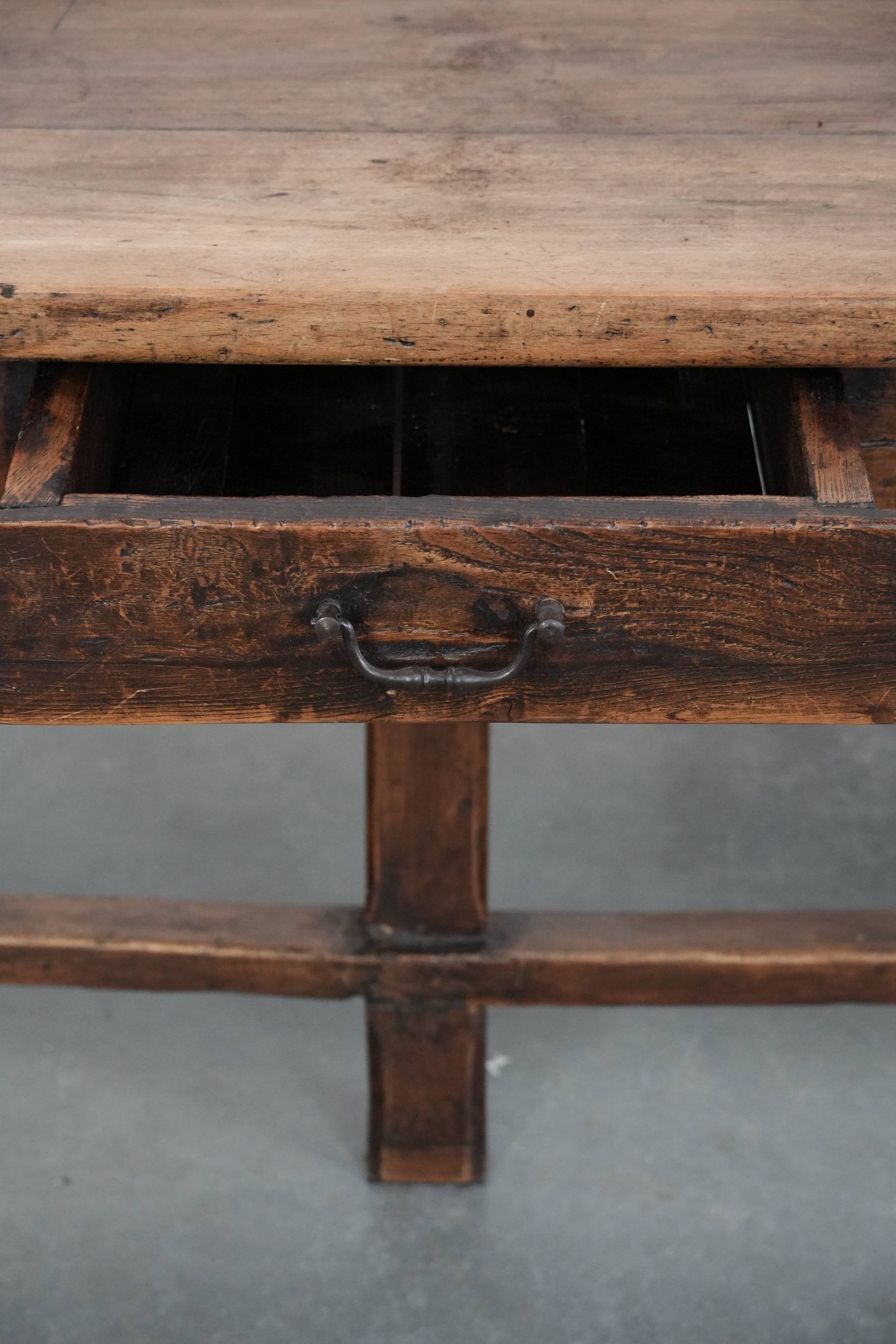 Antique French dining table made of fruitwood  from the late 18th century