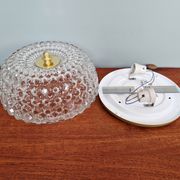 Grand plafonnier en verre alvéolé et laiton, Glasshütte Limburg, 1970