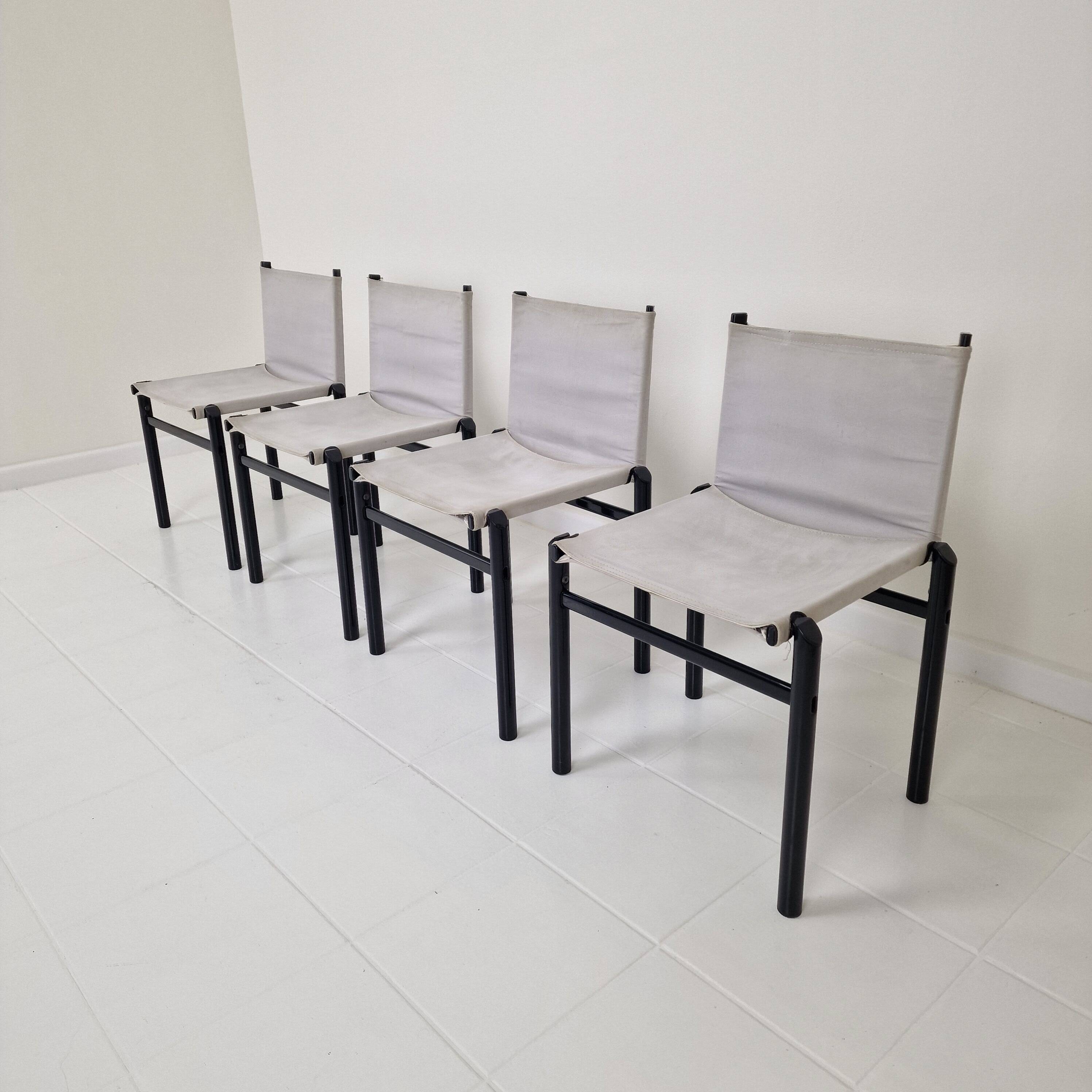 Set of 4 "Mastro" Dining Chairs by Afra & Tobia Scarpa for Molteni, Italy 1980's