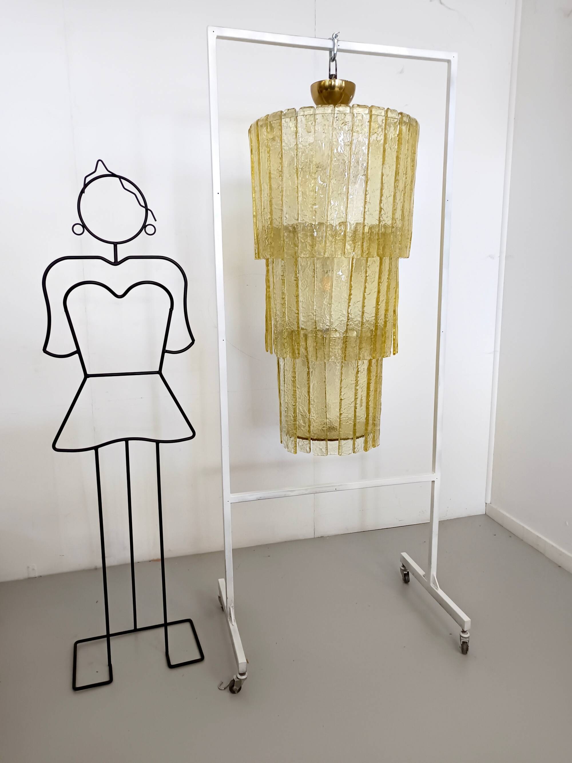 Majestic and Monumental Golden Murano Glass Chandelier, Italy 1970s - 1980s