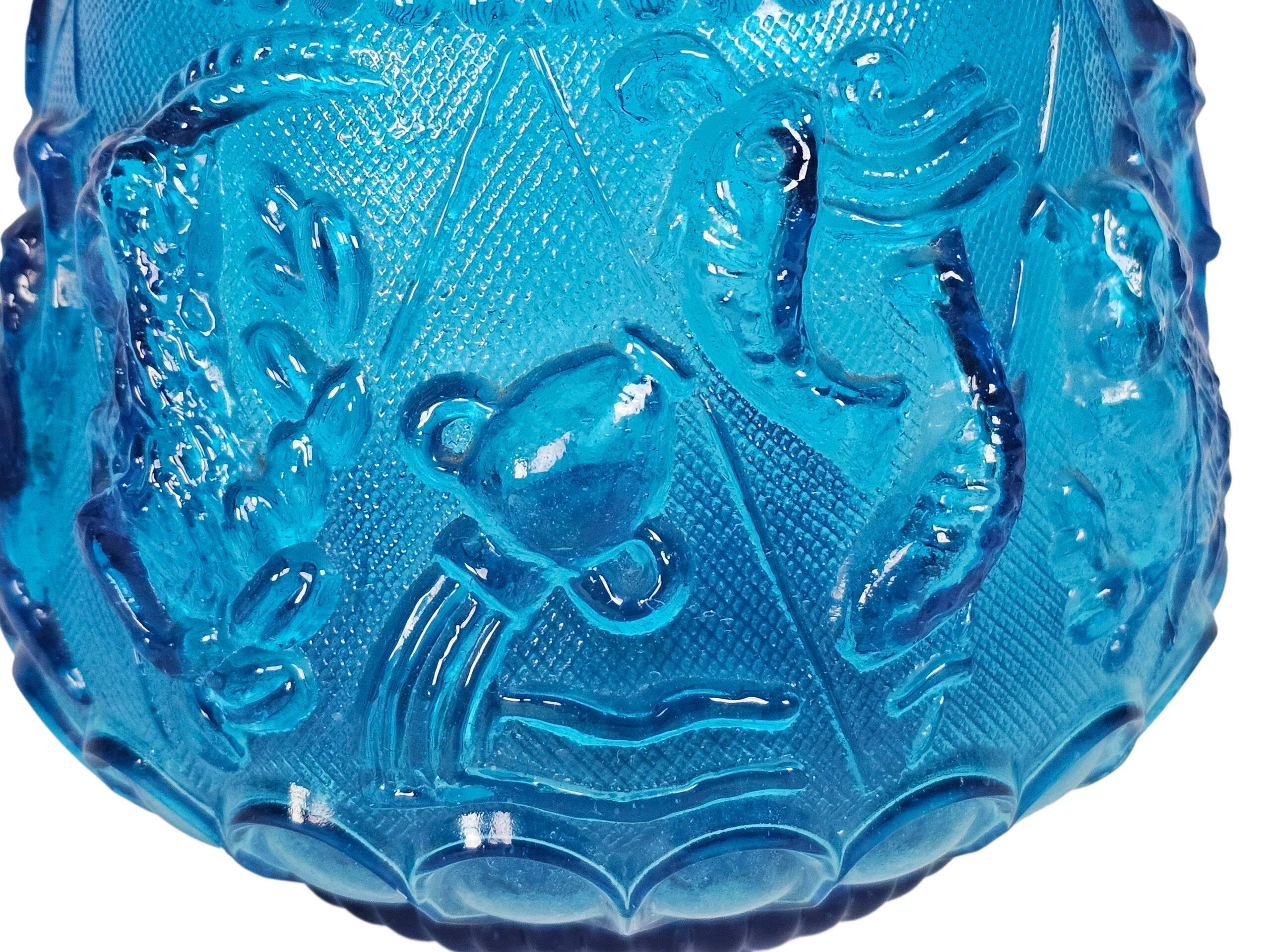 Empoli glass - Vintage vase - Zodiac - clear blue - Italy - 1960s