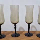 4 twisted smoked crystal glasses