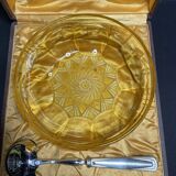 Cut crystal compotier with his spoon in a box