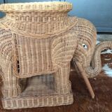 Wicker elephant side table