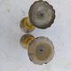 Pair of Silver Metal Candlesticks, Yellow Glass