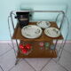 Dessert, extra furniture, folding, on wheels, formica, chrome metal, 60s