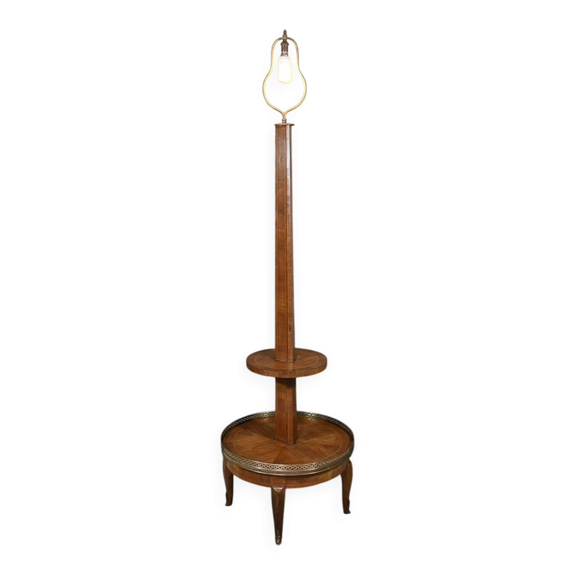 Important Marquetry Floor Lamp, Louis XV / Louis XVI Transition Style