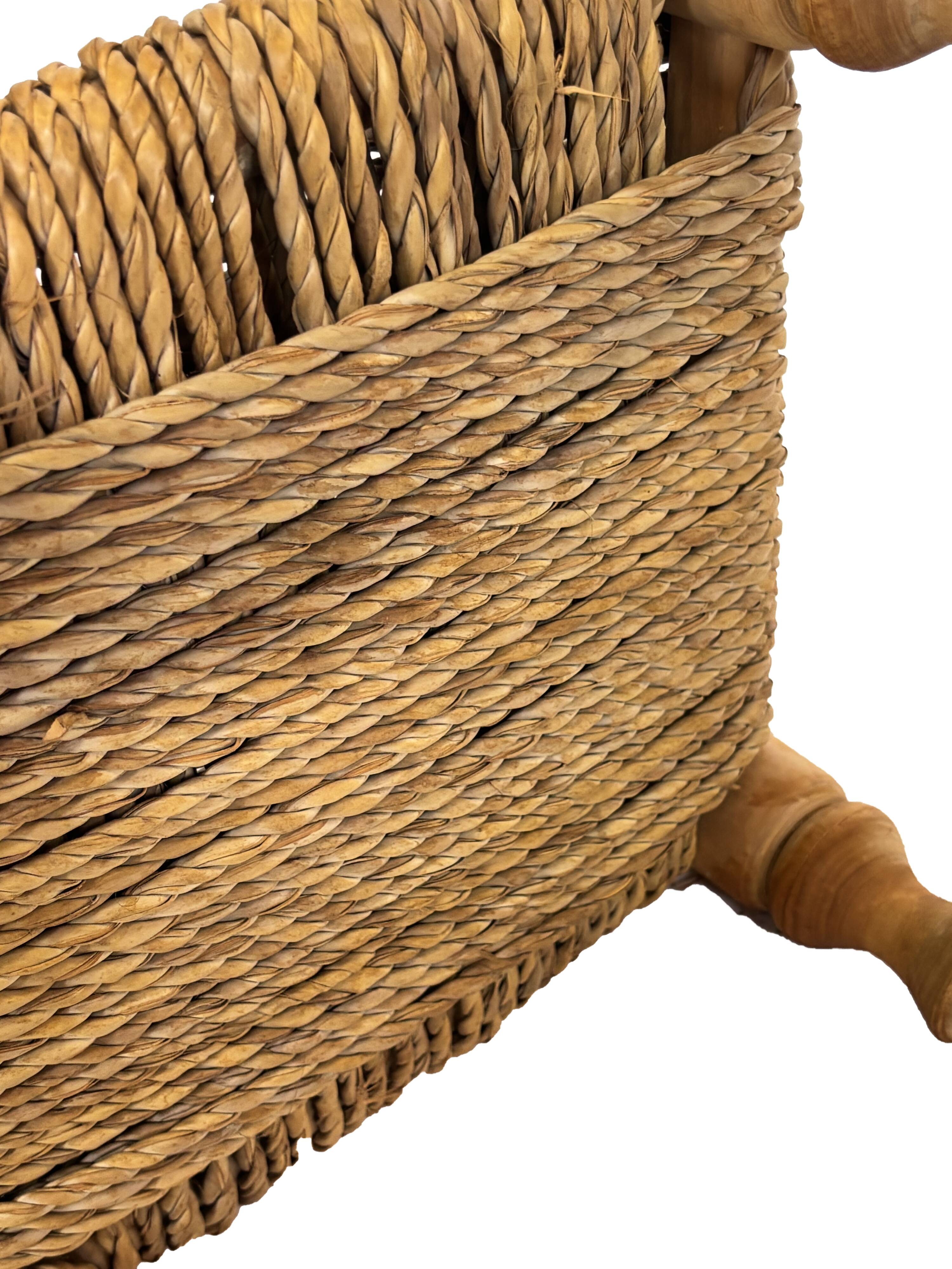 Vintage Footstool wood and rope, 1960s