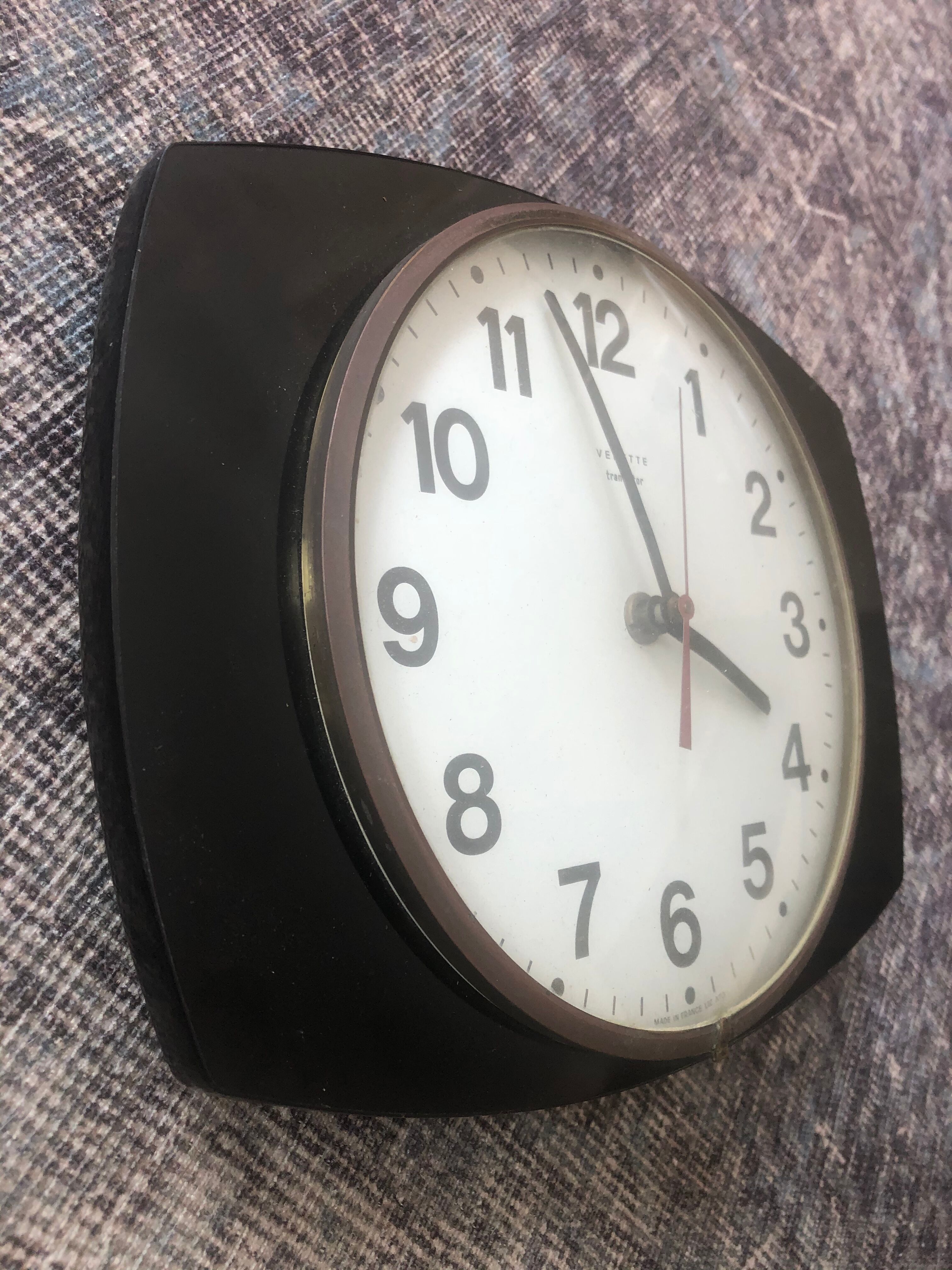 Vintage clock clock in black formica vintage design 50 - featured