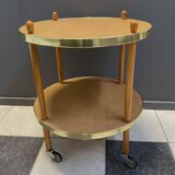 Wood round serving trolley sidetable 1960s