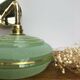 Vintage wall lamp in green and gold frosted glass