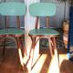 Chaises coeur Baumann en vinyle vert et bois