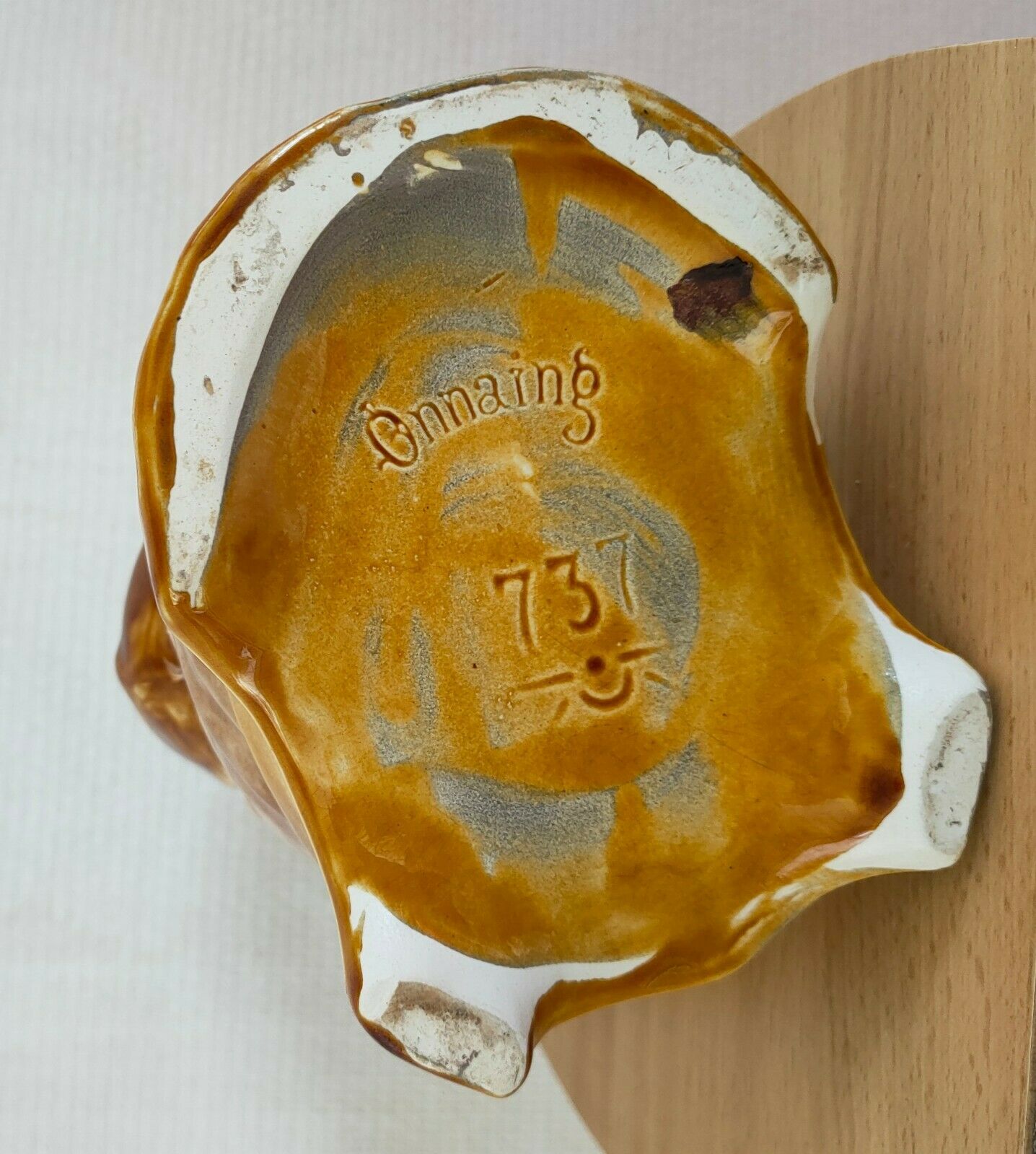 Pitcher Barbotine Pig Onnaing Late 19th Early 20th