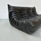 Togo 3-seater in Black Leather designed by M. Ducaroy for Ligne Roset