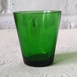 4 glasses 15 cl retro emerald green tempered glass france
