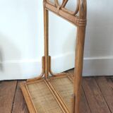 Miroir étagère en rotin