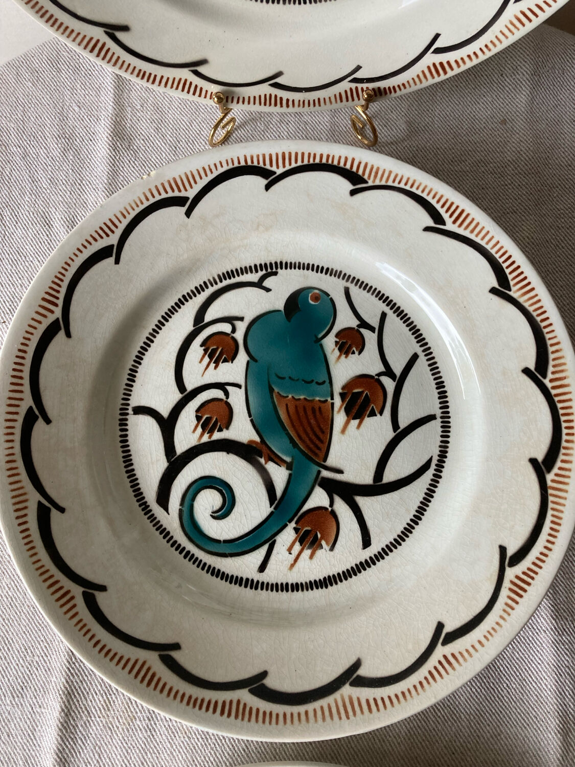 Ironstone plates, K&G Luneville, parakeet model.