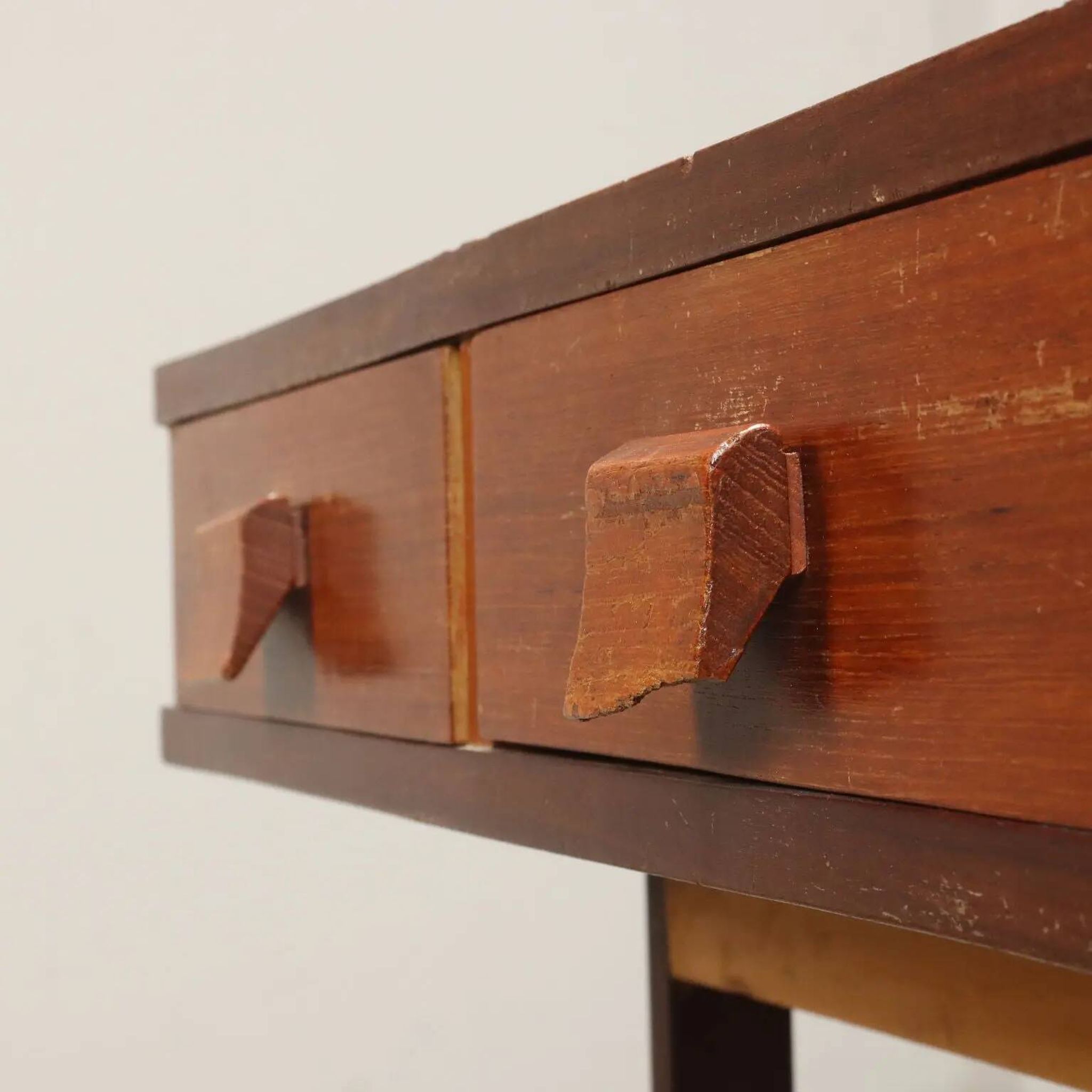 Small vintage table with drawers, teak veneer, 1960s.