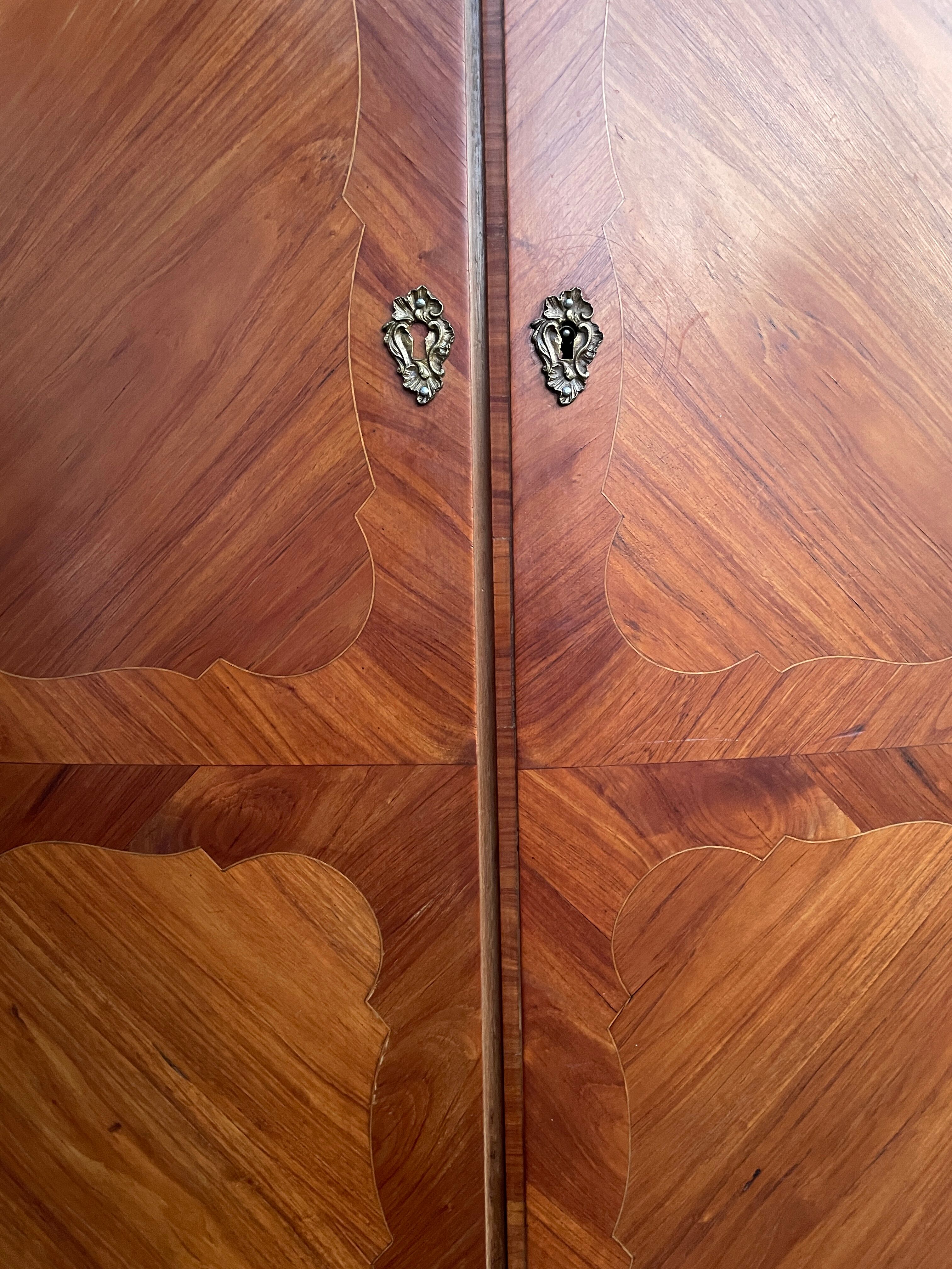 Wardrobe linen Louis XV marquetry matt rosewood