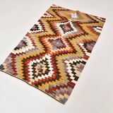 Multicolor Geometric Handmade Kilim Rug, 102x148Cm