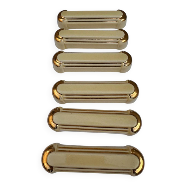Porte-couteaux Vintage Art Déco – Céramique Beige crème et Liserés Or