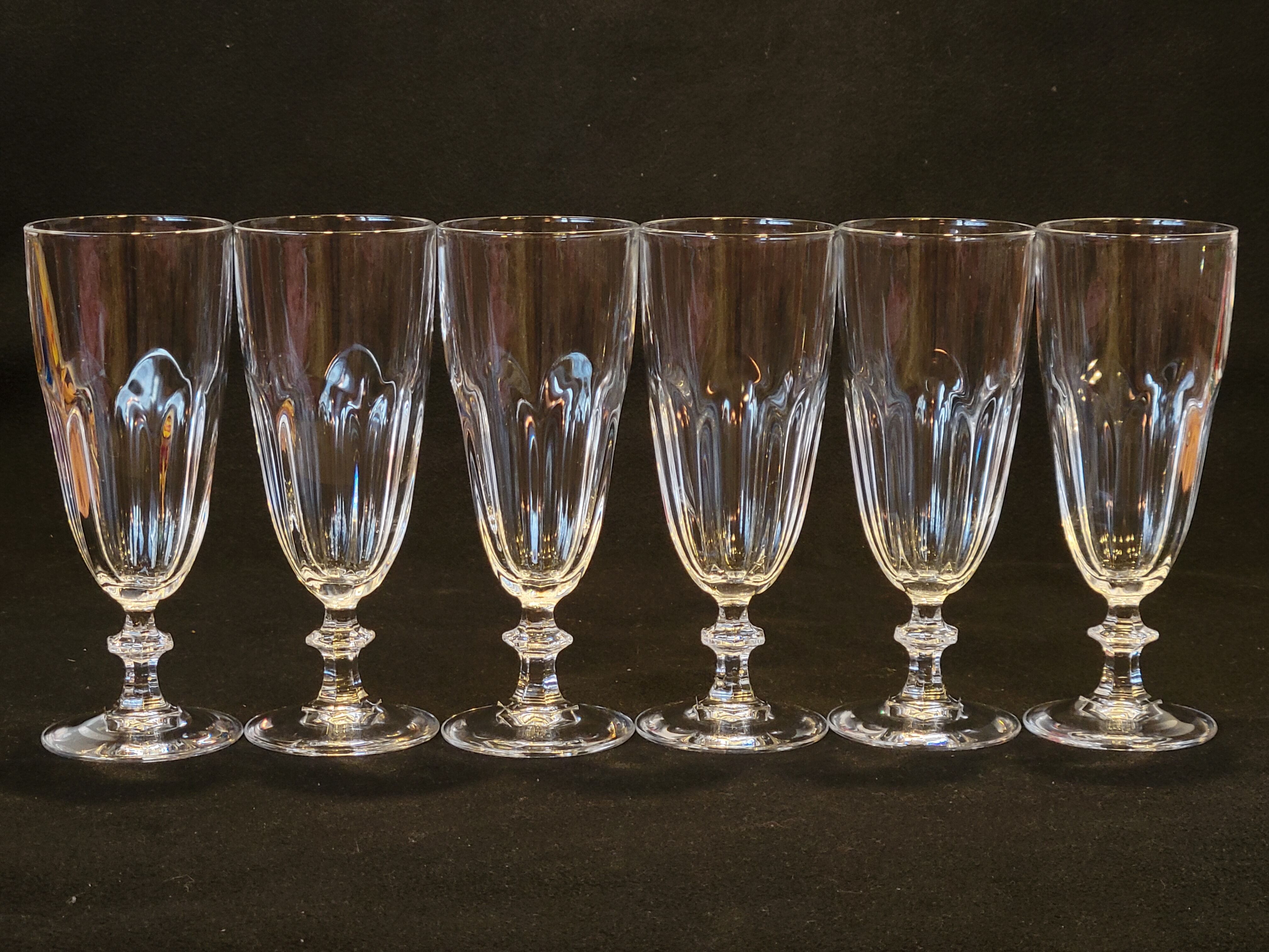6 glasses champagne flutes Cristal d'Arques Rambouillet