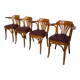 Set of 4 Bentwood Dining Chairs / Vintage Thonet Style, Red Faux Leather
