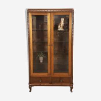 Antique high display case with glass shelves