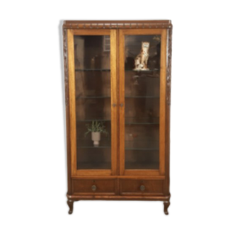Antique high display case with glass shelves