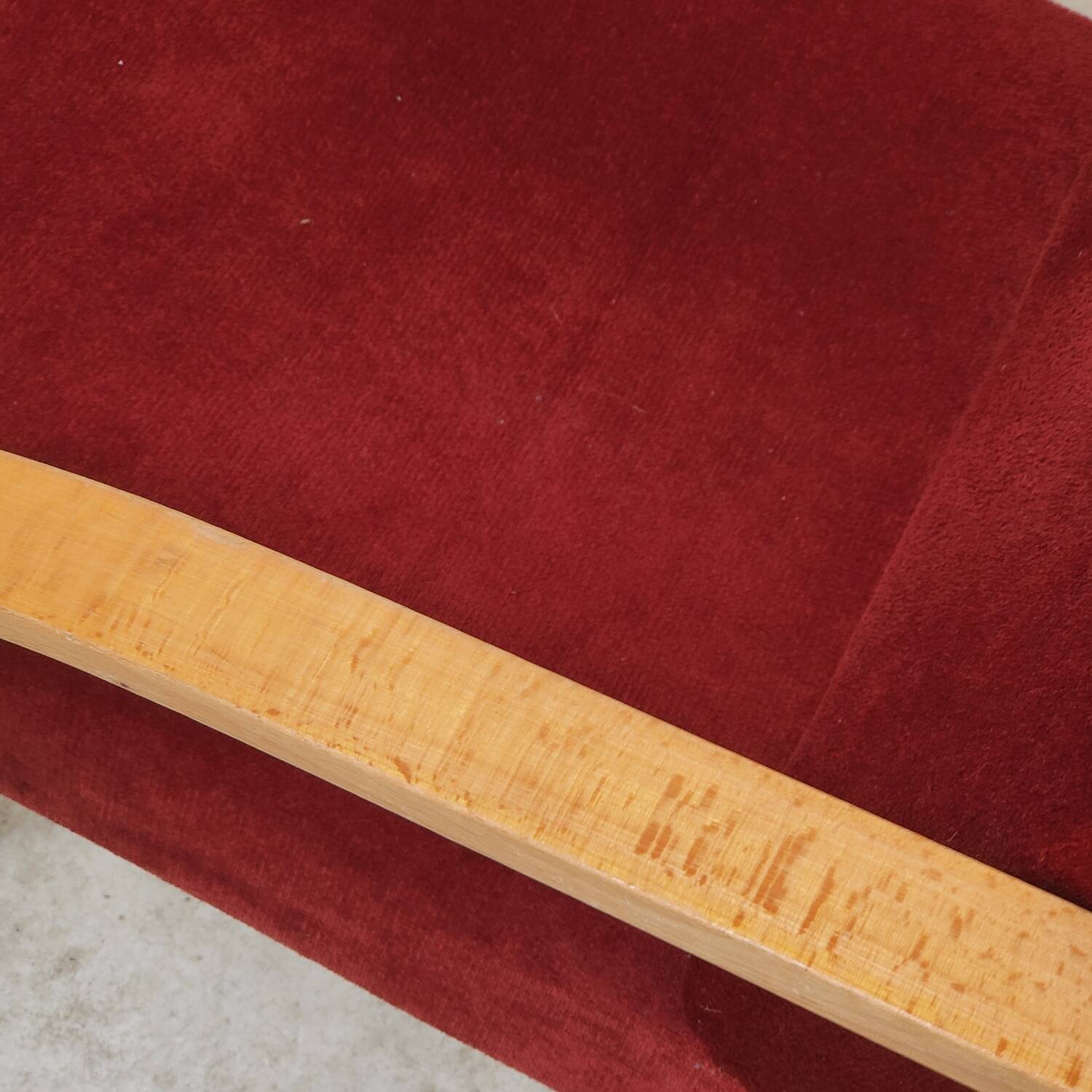 Pair of Czech burgundy brown velvet armchairs 1970