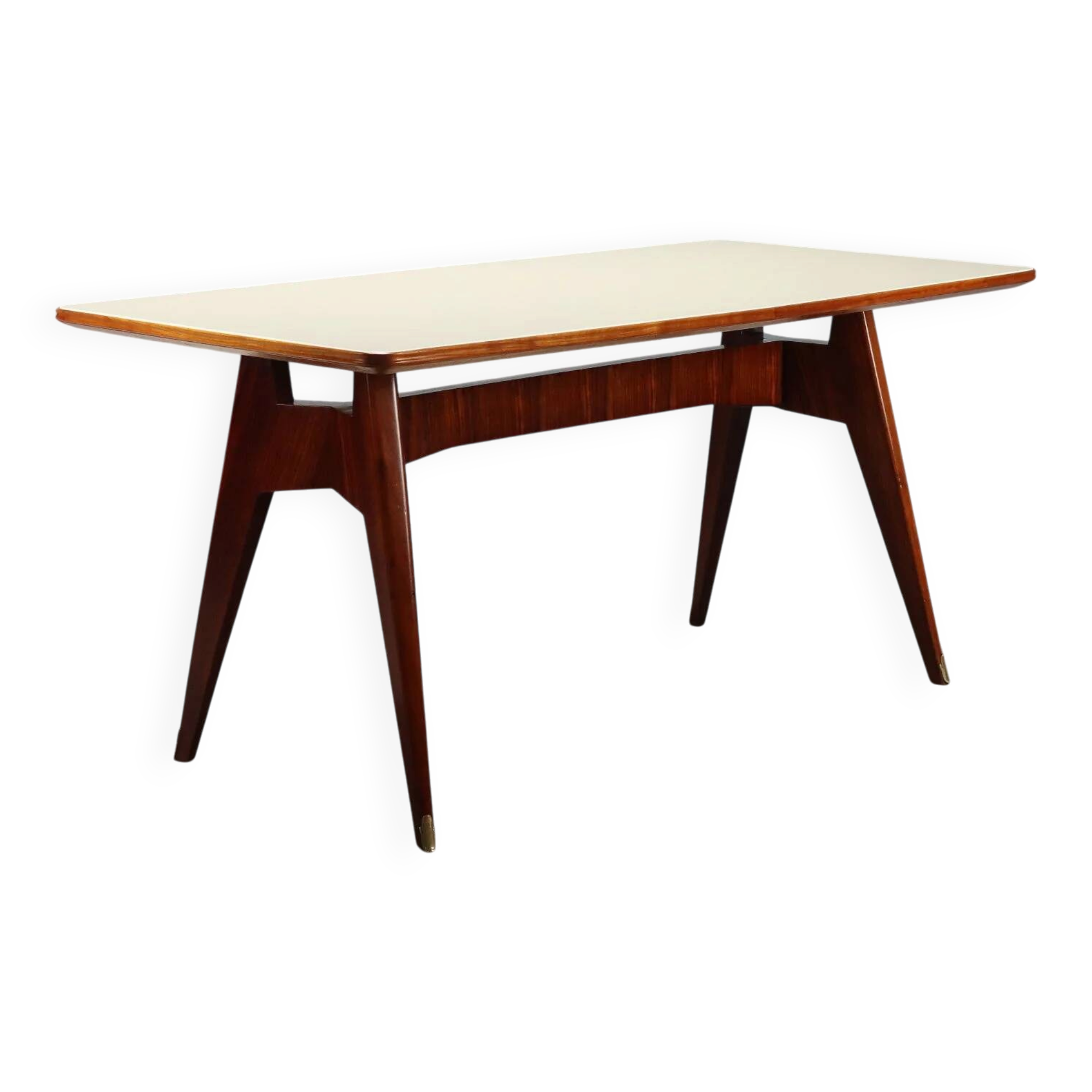 Vintage table in exotic wood and glass, Italian design, 1950s-1960s.