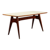 Vintage table in exotic wood and glass, Italian design, 1950s-1960s.