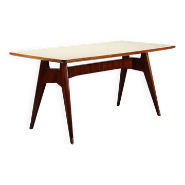 Vintage table in exotic wood and glass, Italian design, 1950s-1960s.