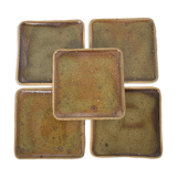Lot of 5 square plates gres pyrite Pierre Digan La Borne