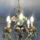 Vintage Italian chandelier in porcelain and tin from the 1950s.