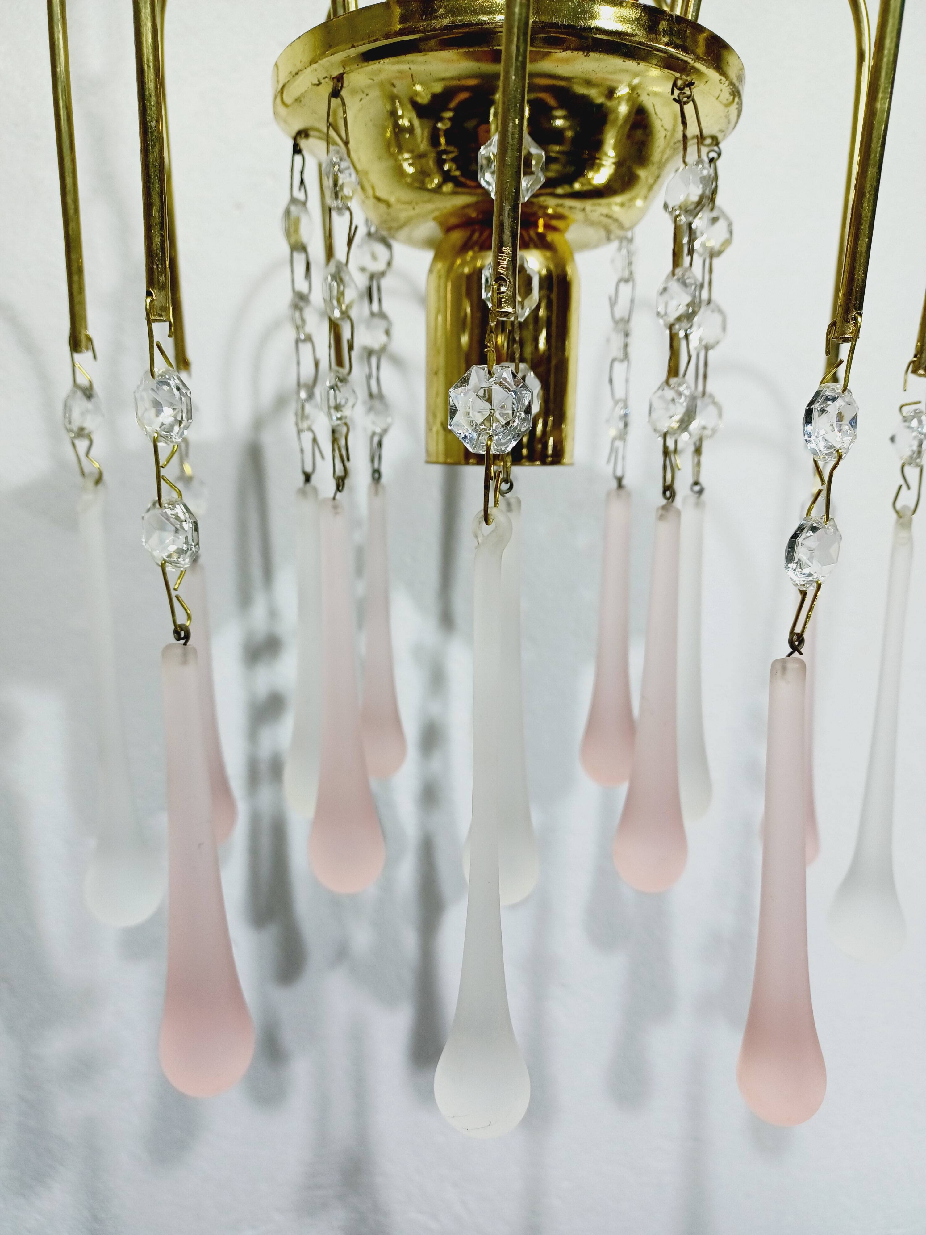 Murano Chandelier Gold Metal 1 Light